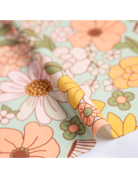 Jersey imprimé – Fleurs rétro pastel