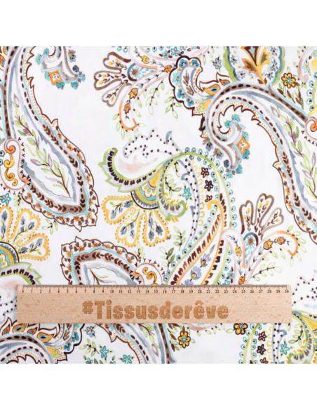 Jersey viscose & élasthanne - Motif cachemire pastel