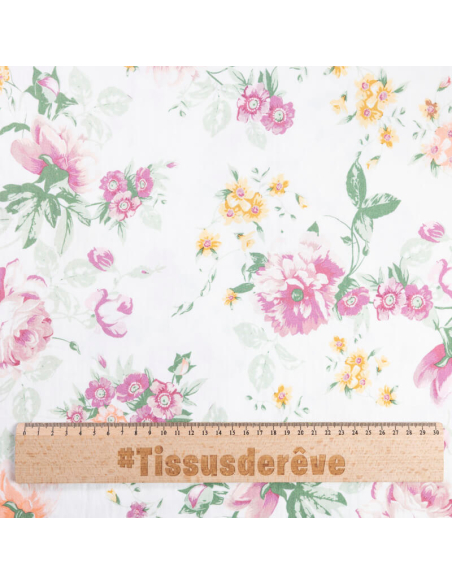 Jersey viscose & élasthanne - Fleurs poudrées
