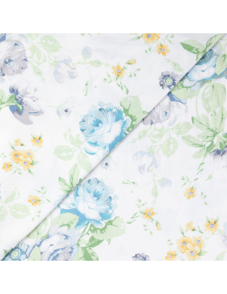 Jersey viscose & élasthanne - Fleurs bleues romantiques
