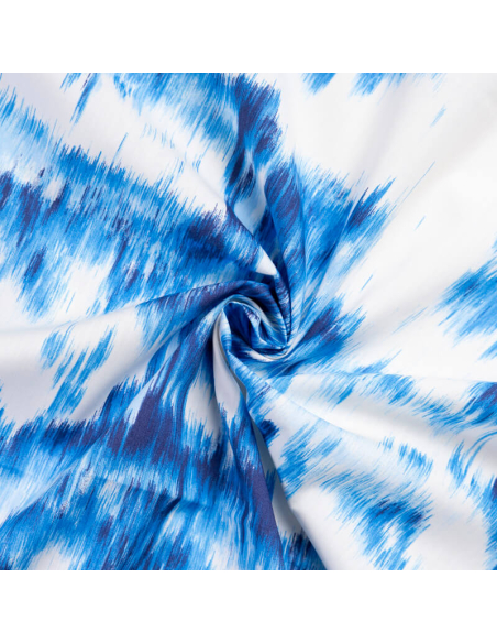 Popeline 100% coton – Jardin japonais bleu