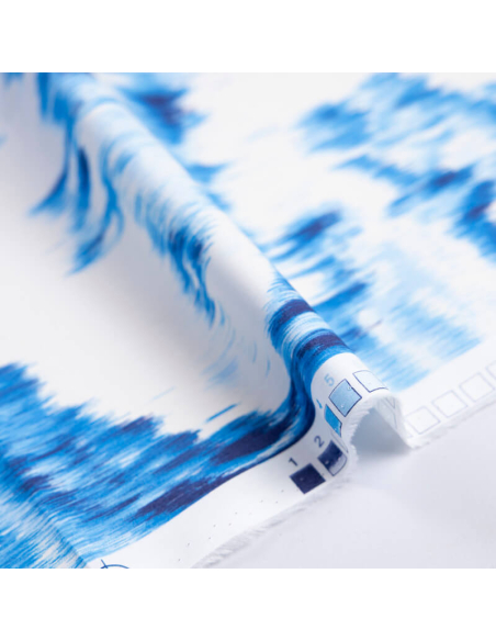 Popeline 100% coton – Jardin japonais bleu