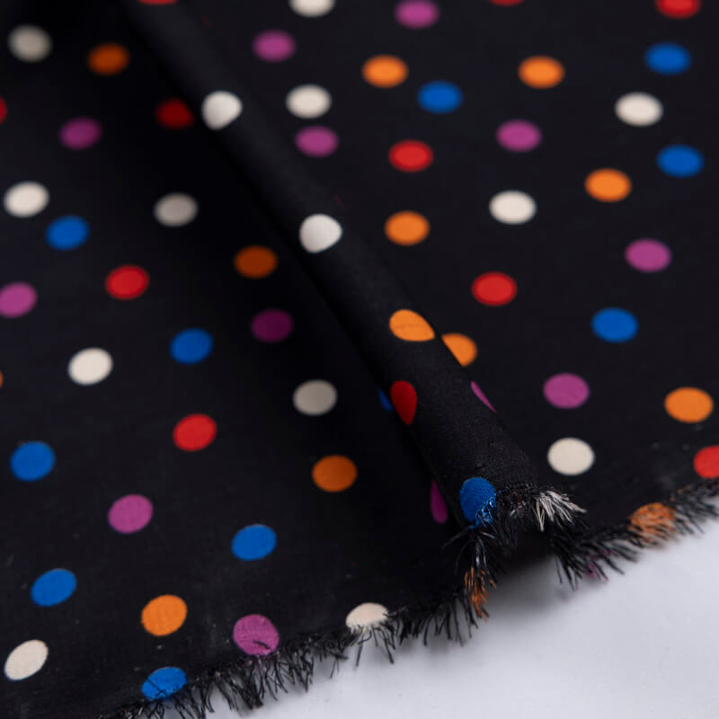 Crêpe imprimé - Pois multicolores...