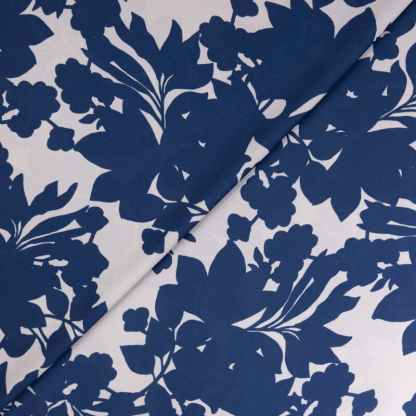 Crêpe imprimé - Fleurs bleu...