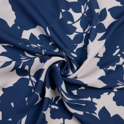 Crêpe imprimé - Fleurs bleu... 2