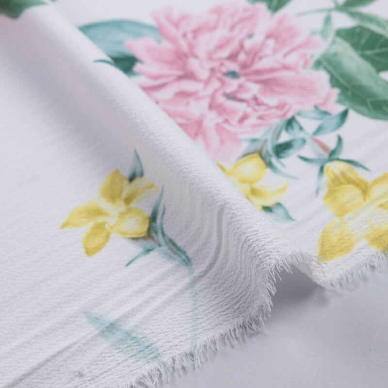 Crêpe imprimé - Fleurs roses et...