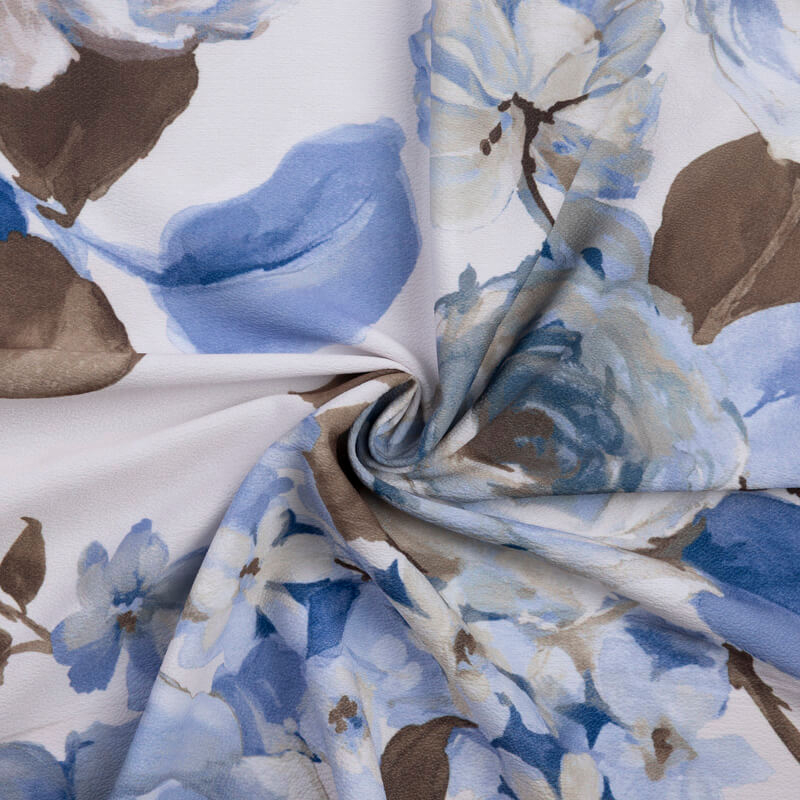 Crêpe imprimé - Roses bleues aquarelle