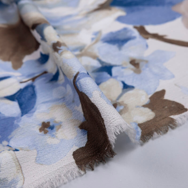 Crêpe imprimé - Roses bleues aquarelle