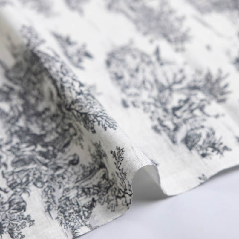 Tissu 100% coton Toile de Jouy - Noir