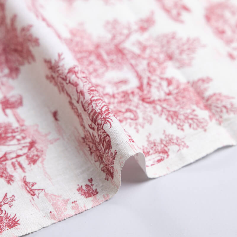Tissu 100% coton Toile de Jouy - Rouge
