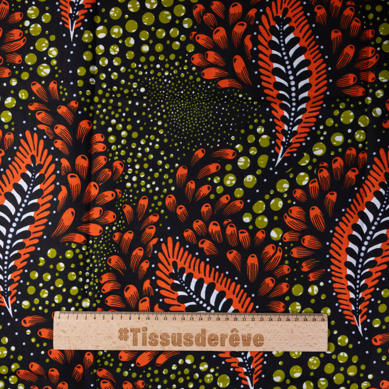 Tissu Wax 100% coton – Feuilles...
