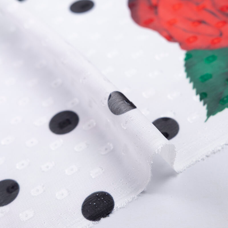 Mousseline jacquard – Roses rouges et...