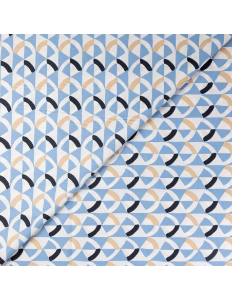 Percale 100% coton peigné luxe - Géométrique bleu