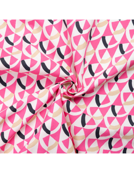 Percale 100% coton peigné luxe - Géométrique rose