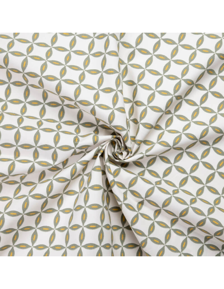Percale 100% coton peigné luxe - Géométrique vert