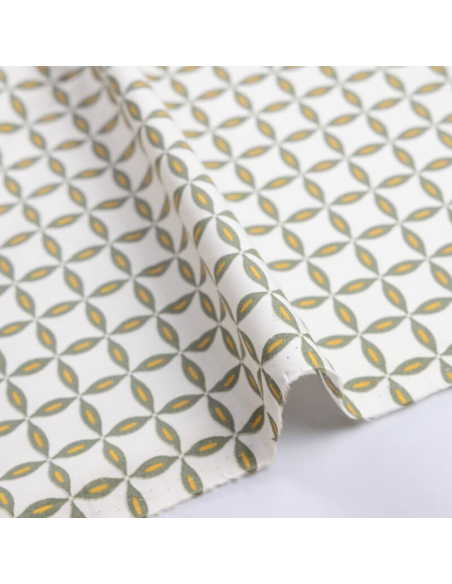 Percale 100% coton peigné luxe - Géométrique vert