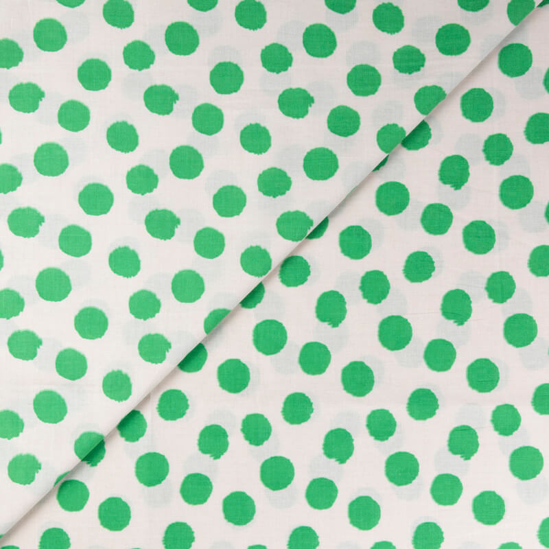 Batiste 100% coton – Pois vert