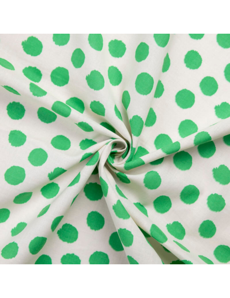 Batiste 100% coton – Pois vert