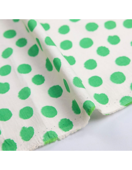 Batiste 100% coton – Pois vert