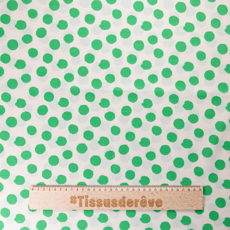 Batiste 100% coton – Pois vert