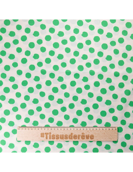 Batiste 100% coton – Pois vert