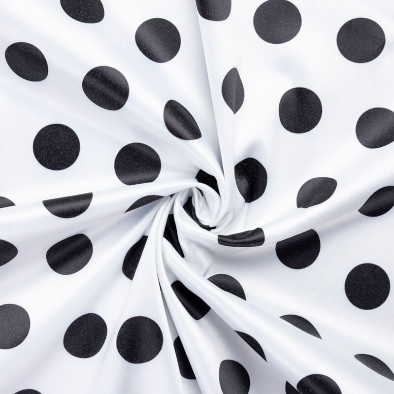 Satin coton & élasthanne – Pois noirs...
