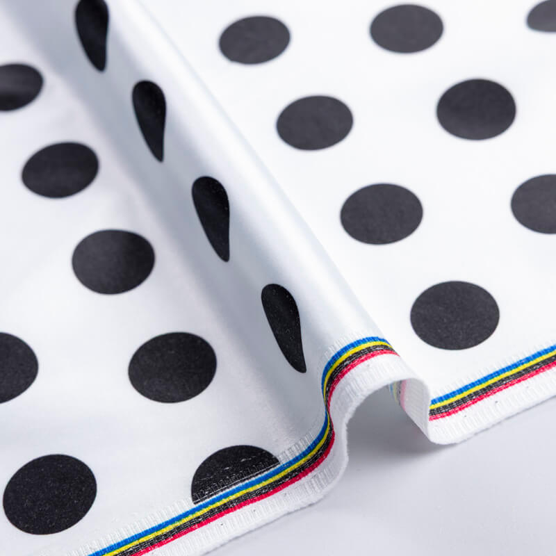 Satin coton & élasthanne – Pois noirs...
