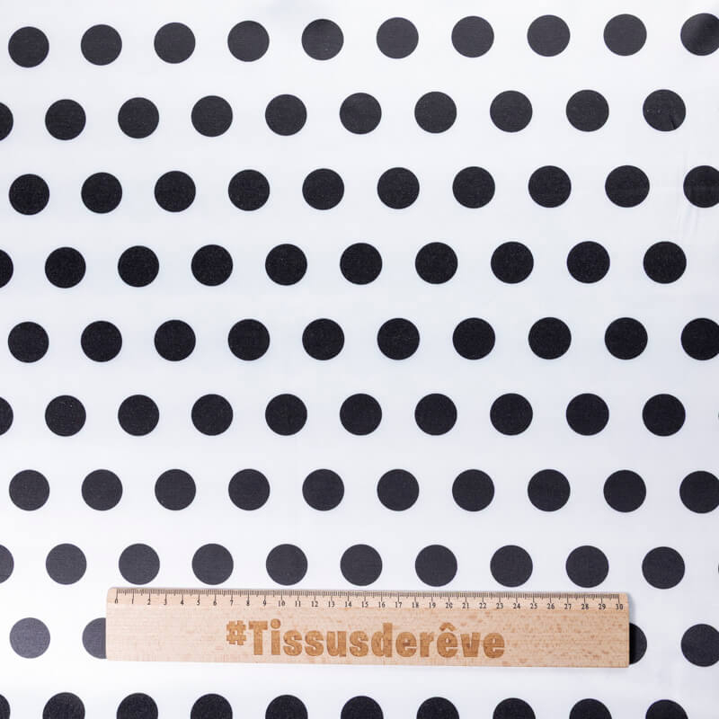 Satin coton & élasthanne – Pois noirs...