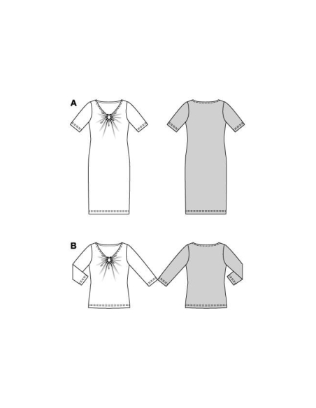 Patron Burda n°5658 – Robe en jersey et top à encolure froncée femme