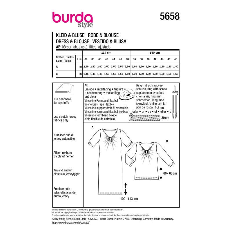 Patron Burda n°5658 – Robe en jersey...