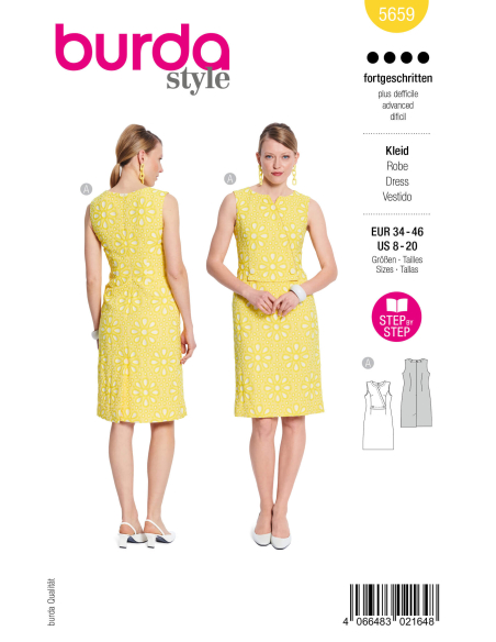Patron Burda n°5659 – Robe femme ajustée style années 60