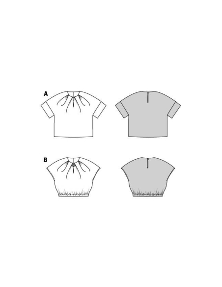 Patron Burda n°5666 – Blouses femme élégantes à plis décoratifs