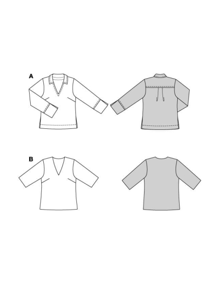 Patron Burda n°5665 – Blouse femme élégante à col V et manches longues