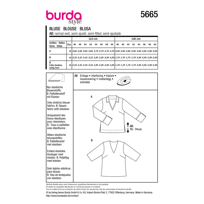 Patron Burda n°5665 – Blouse femme...
