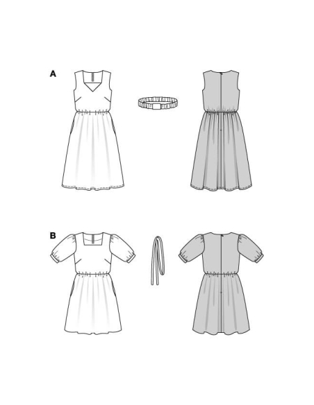 Patron Burda n°5668 – Robes rétro femme à encolure carrée