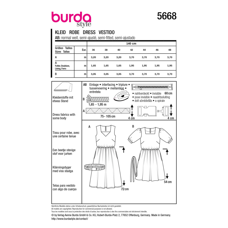 Patron Burda n°5668 – Robes rétro...