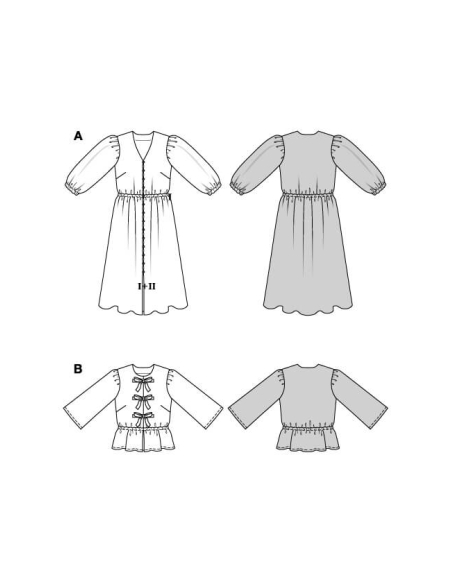 Patron Burda n°5669 – Robe midi romantique et blouse à manches bouffantes