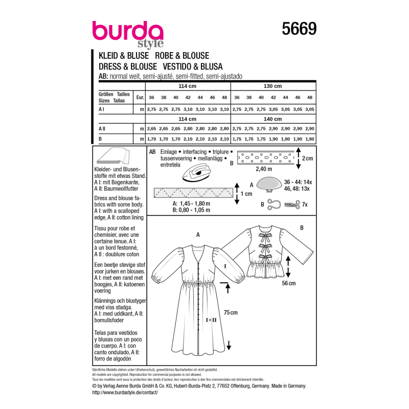 Patron Burda n°5669 – Robe midi...
