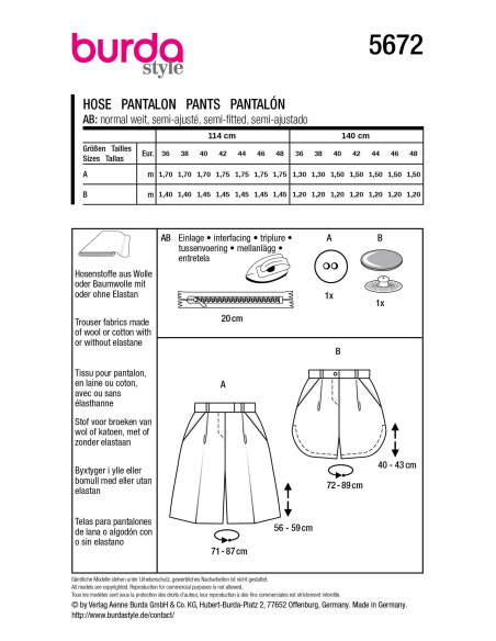 Patron Burda n°5672 – Short et bermuda femme élégants et décontractés