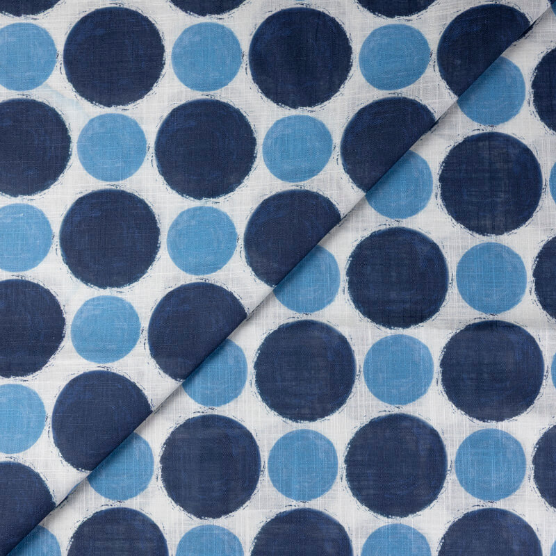 Voile de lin & coton – Pois bleu