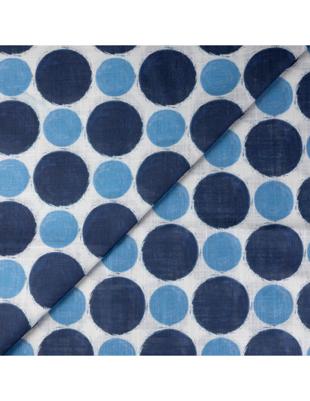 Voile de lin & coton – Pois bleu