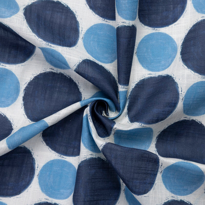Voile de lin & coton – Pois bleu