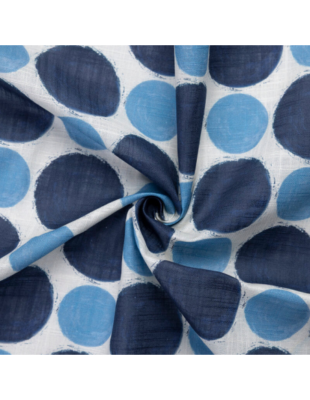 Voile de lin & coton – Pois bleu