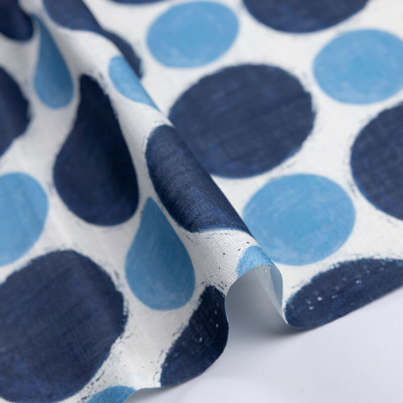 Voile de lin & coton – Pois bleu