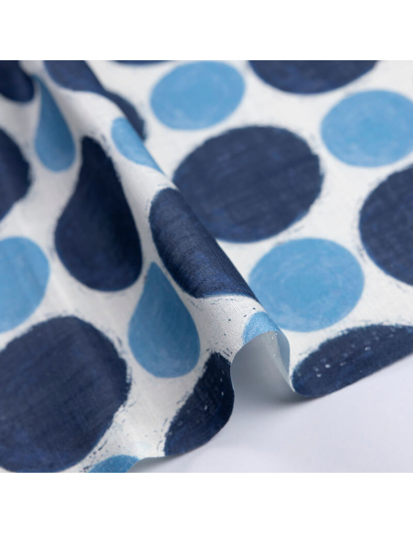 Voile de lin & coton – Pois bleu