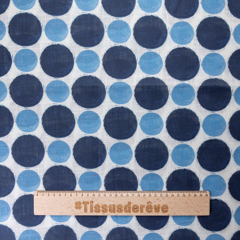 Voile de lin & coton – Pois bleu