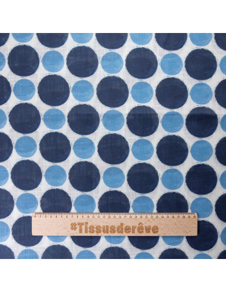 Voile de lin & coton – Pois bleu