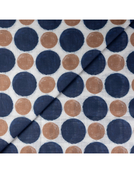 Voile de lin & coton – Pois marron