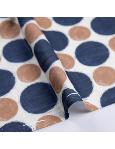 Voile de lin & coton – Pois marron