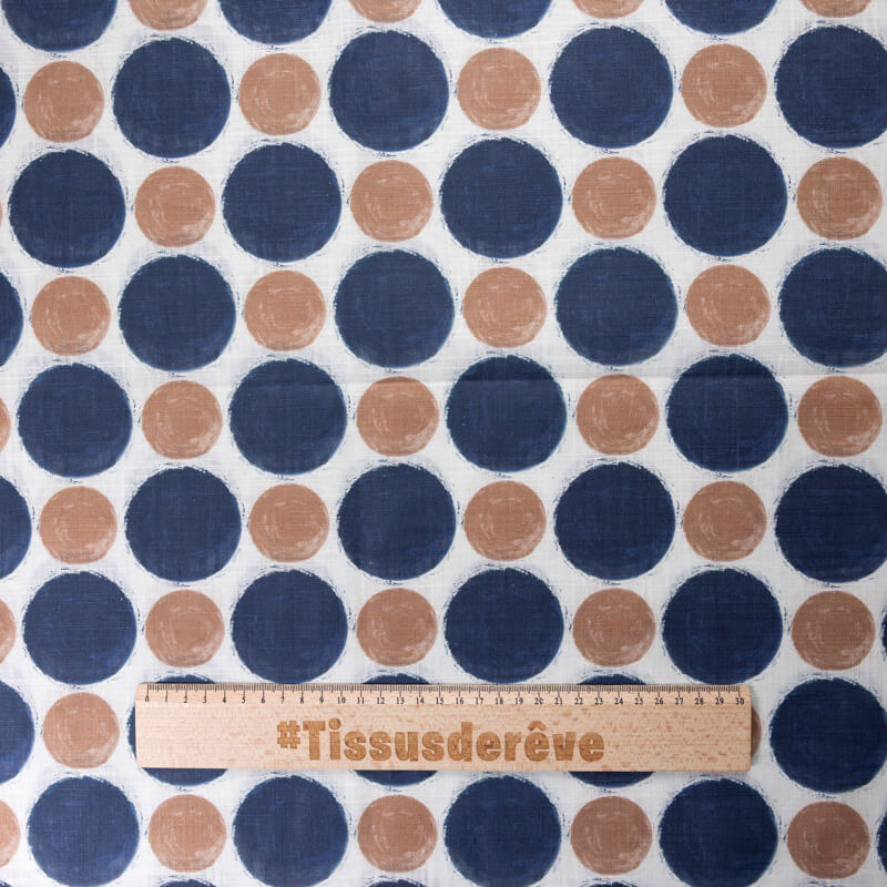 Voile de lin & coton – Pois marron